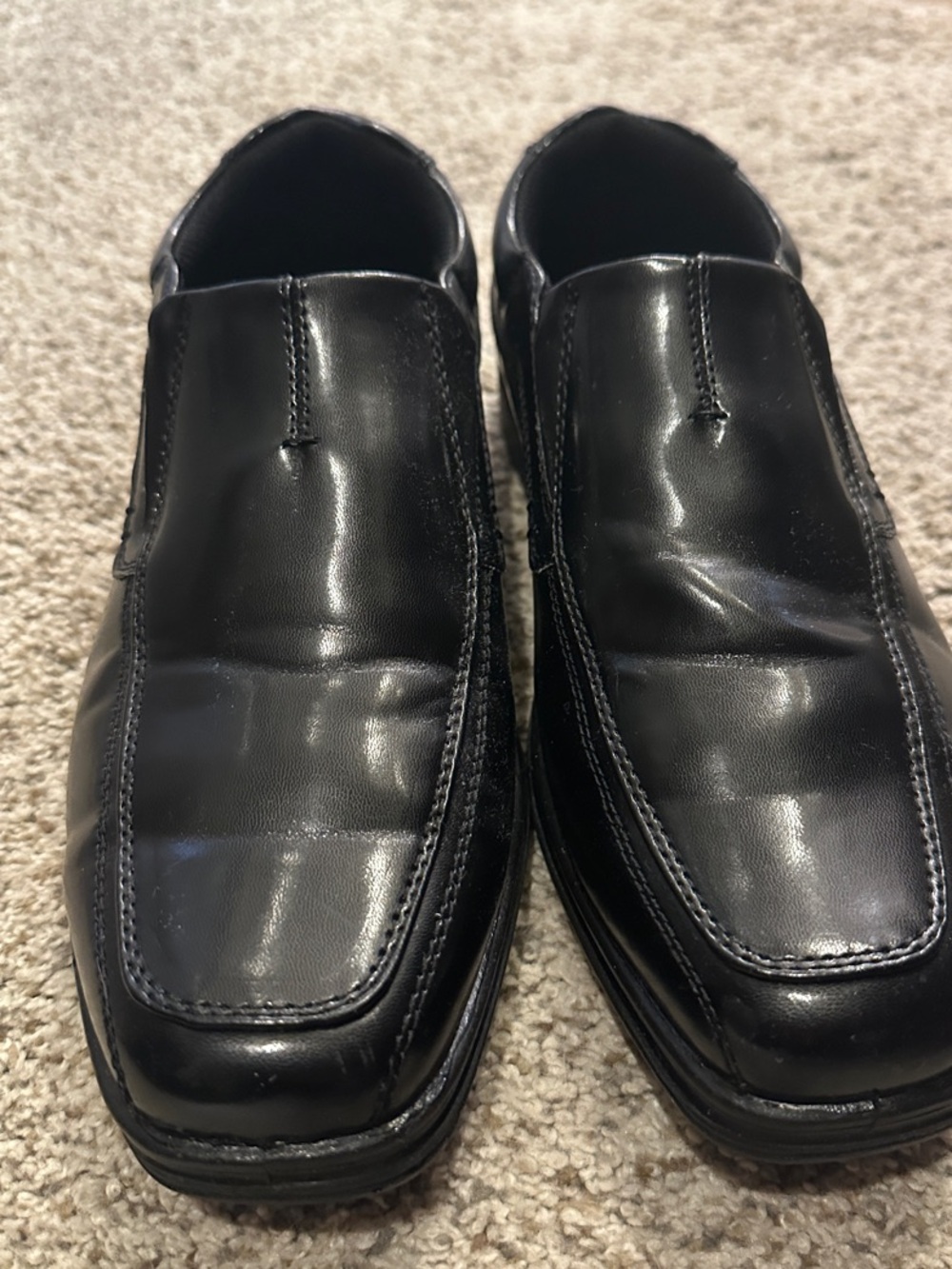 Boys Black Slip-On Dress Loafers - Classic Leather Style
